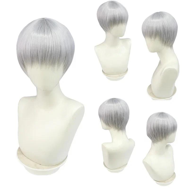 Leugnen: Automata 2B 9S Anime Cos Perücke Silber Grau Kurz Gerade Cosplay Synthetische Perücke YoRHa Nr. 9 Modell S Perücke