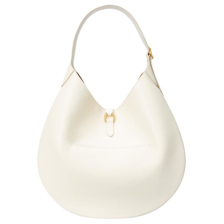 Polo Ralph Lauren Polo ID Brand Logo Adjustable Shoulder Strap Handheld Leather Tote Bag Large Women Tote Bag Ivory WAPOBAG02V20104100