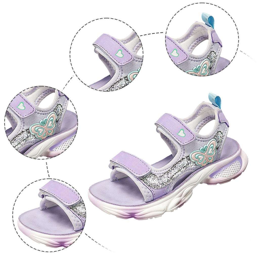 Summer Girls Pink Purple Sandals Children Open Toe Beach Sandals Non-Slip Soft Bottom Breathable Kids Student Sport Shoes