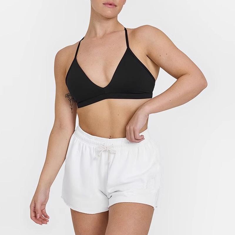 Damen Sexy Sport-BH mit tiefem Ausschnitt und Neckholder - Dünne Träger für Yoga, Laufen und Alltag