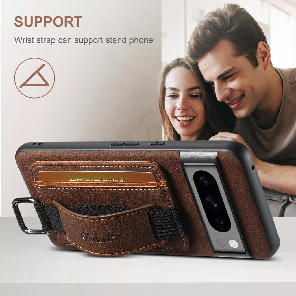 Brieftaschenhülle für Google Pixel 9 Pro 8 7 6 Pro Elastisches Handgelenkband Ständer Kartenfächer Halter Rückseite für Pixel 8A 7A 6A