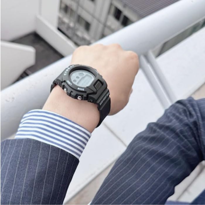 Sunflame CD2C0008-BK Men's Digital Watch, 5 ATM Water Resistant, Full EL Light, Stopwatch, Alarm Chime, Black