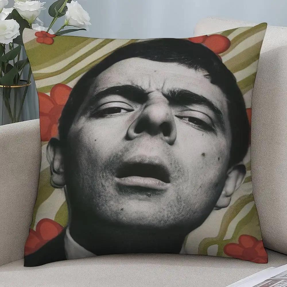 Vtipný obliečka na vankúš Mr. Bean Krátky plyš Dvojstranná potlač Štvorcové poťahy na vankúše Dekoračný vankúš na pohovku do domácnosti