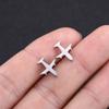 Lucktune Airplane Shape Stud Earrings Fashion Stainless Steel Earring For Women Gold Color Jewelry Birthday Party Gift Wholesale