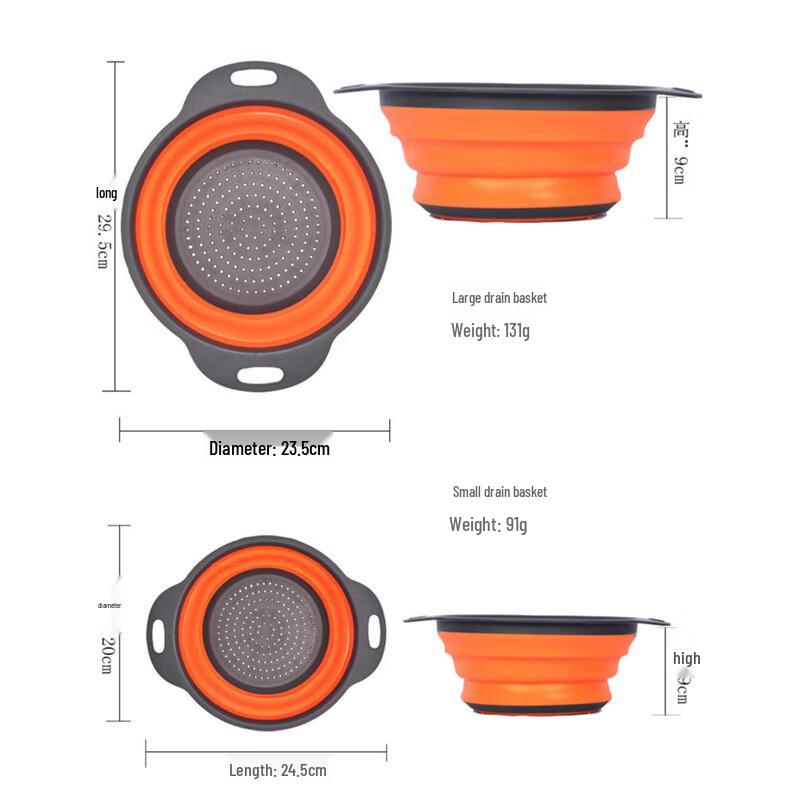 Jiwanggu Zusammenklappbares Kunststoff-Gemüsesieb-Set