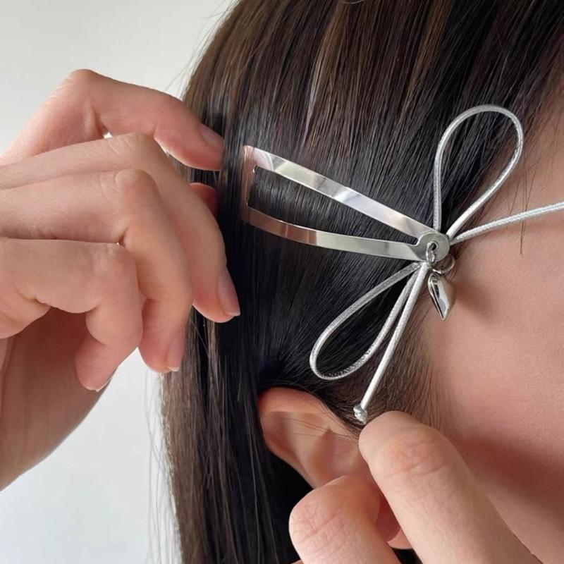 Schleifenherz-Anhänger Haarspange Metall-Druckverschluss Bunte Haarnadel für Damen und Mädchen Modisches Haaraccessoire
