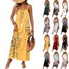 Women's Sleeveless Maxi Dress Geometric Floral Print Lightweight Casual Long Dress for Home Vacation Beachwear
