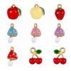 3PCS/LOT CARLIDANA Enamel Fruit Mushroom Charms Pendants Stainless Steel DIY Necklace Jewelry Making Accessories