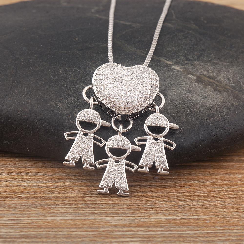 AIBEF Trendy Boy/Girl Pendant Necklaces Women Charm Cute Chain Choker Heart Family Jewelry Son/Daughter Birthday Gifts