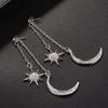 European-American Rhinestone Crystal Tassel Sun & Moon Stud Earrings