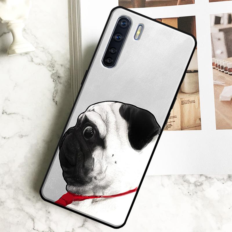 Pug Dog Funny Cartoon Case For Oppo A18 A38 A58 A78 A98 A40 A60 A80 A16 A76 A96 A15 A17 A77 A74 A94 A54 A57S Cover