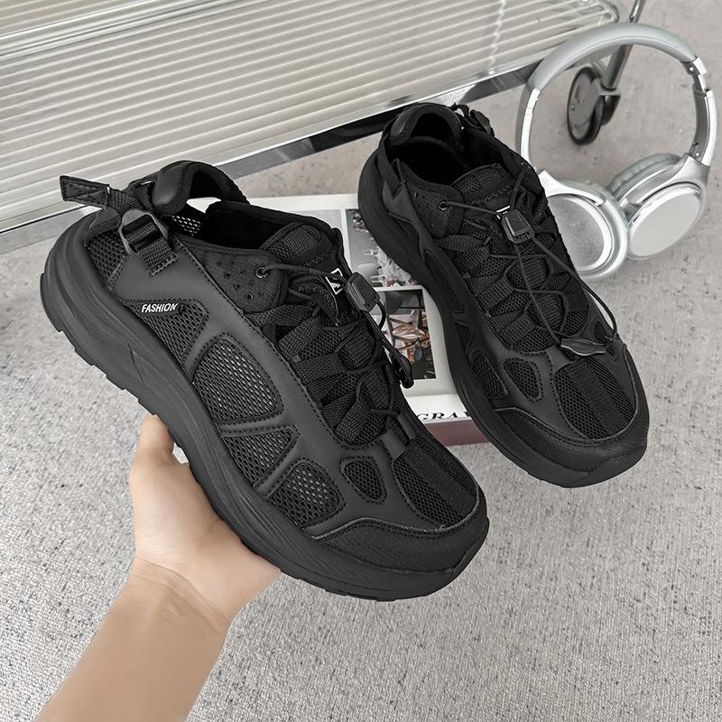 

Mesh thick-soled creek walking shoes spring and summer new retro breathable lightweight popcorn casual sports shoes 38 чёрный