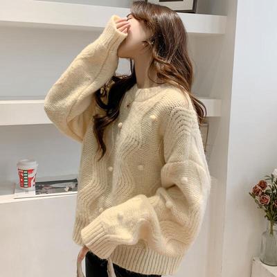Mokana Damen Eleganter Strickpullover mit langen Ärmeln