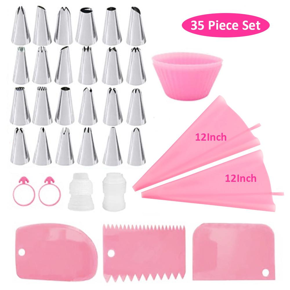Silicone World Pastry Bag Cream Bag Kitchen DIY Cake Icing Piping Cream Cake Decorating Tools TPU Reusable Pastry Bag+Nozzle Set
