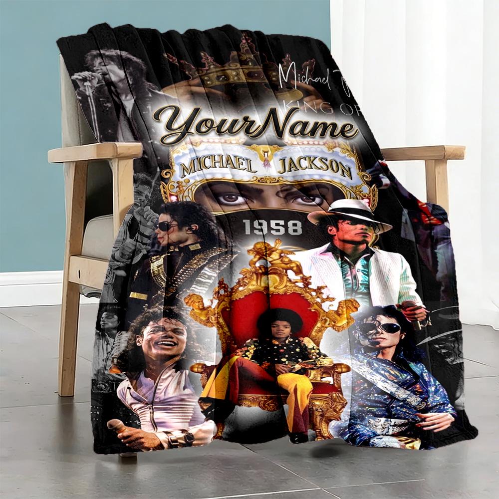 Michael Jackson 194 Personalized Text Blanket Lightweight Customizable Blanket Soft & Cozy Versatile for Sofa Office Chair Picnics Livingroom