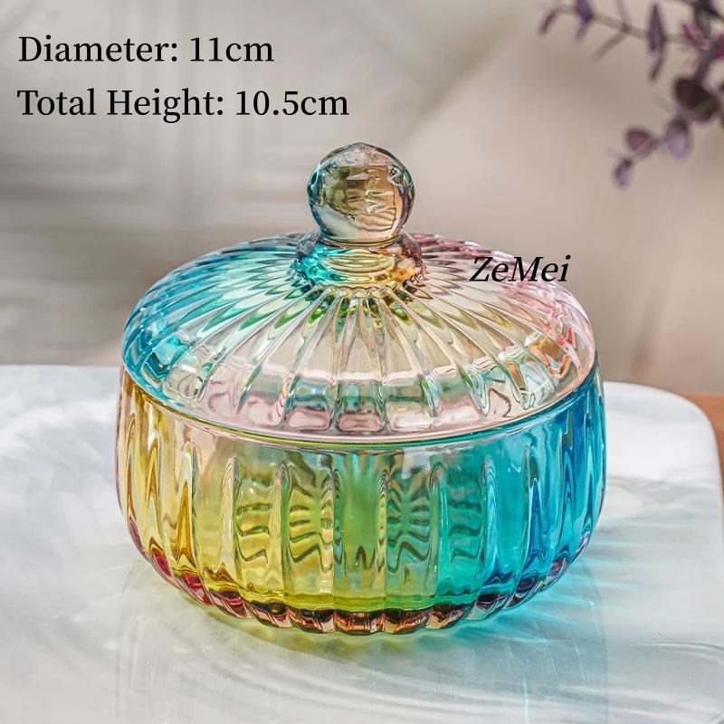European-Style Crystal Glass Candy Jar,Jewelry Organizer Glass Jar With Lid Aromatherapy Candlestick Container Home Decoration