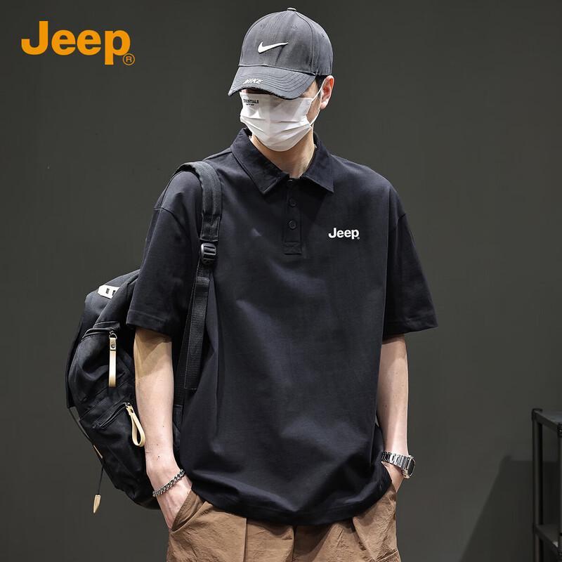 Jeep Men's Casual Pure Cotton Short Sleeve Polo Shirt