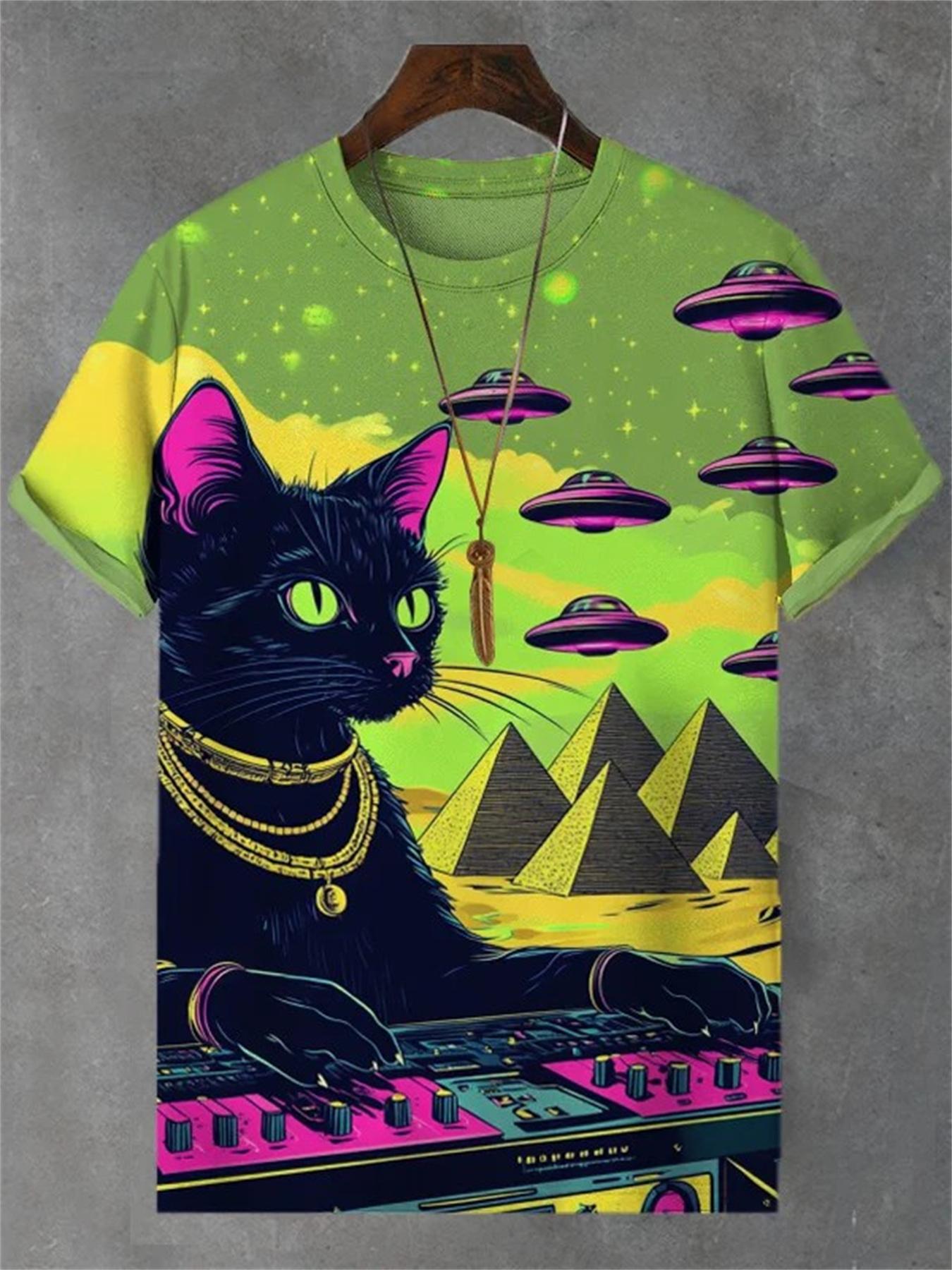 

Летние футболки с принтом животных и кошек в формате 3D, уличная одежда для мужчин, забавные повседневные футболки с короткими рукавами и круглым вырезом 6XL