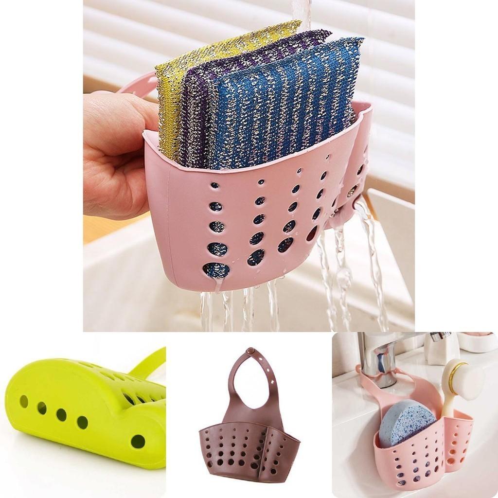 Versatile Kitchen Sink Soap Sponge Holder With Adjustable Strap For Easy Organizing