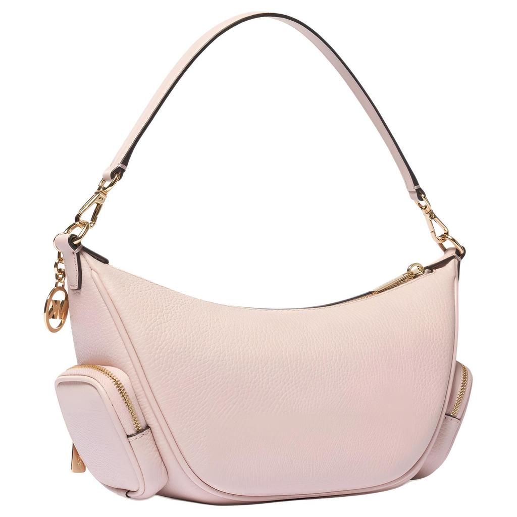 Michael Kors Merritt Monogramový potisk Kožená půlměsícová taška Tote Malé dámské tašky Tote Růžová 35R6G0WC1L-FLAME