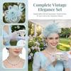 Fascinators Hat for Women Tea Party Fascinator Headband with Gloves Tea Party Accessories for Ladies