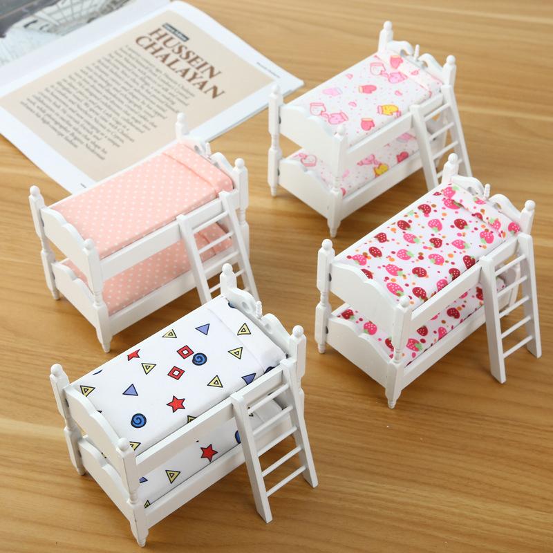 1:12 Dollhouse Miniature Bunk Bed Toy Stacking Bed Furniture Home Model Decor Toy Doll House Accessories