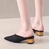 Fashion 2025Summer Women's Knitted Slider Mule New Elegant Mesh Breathable Shoe Slipper Closed Toe Slider Shoes Splice Solid Color