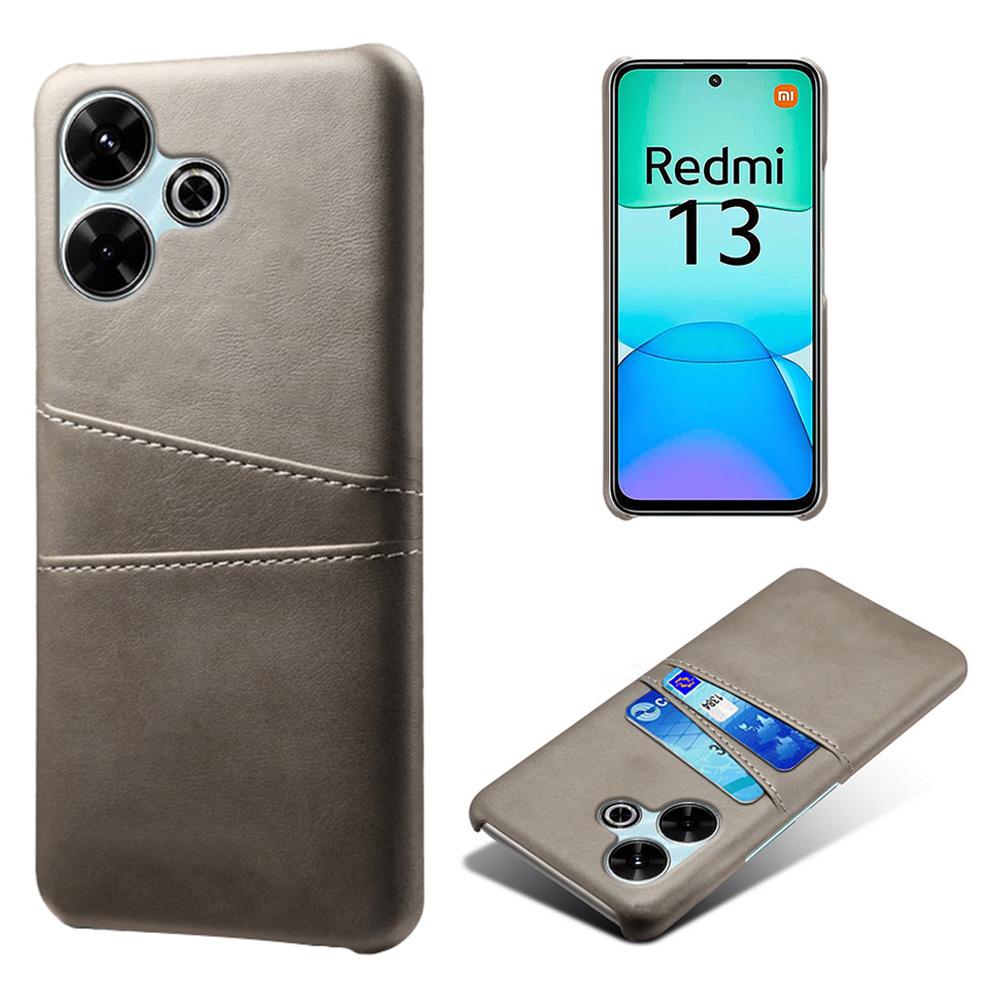 

For Xiaomi Redmi 13 4G Case Dual Card Slots PU Leather + Hard PC Phone Cover D