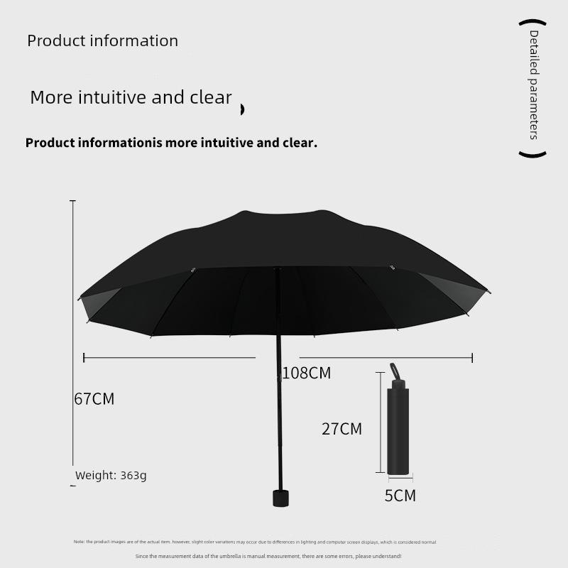 High-End Vinyl Oversized Umbrella, Reinforced and Thickened, Dual-Purpose for Sun and Rain, Suitable for Two to Three People, Unisex, Sunshade and