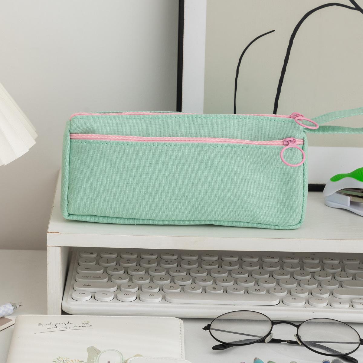 

Простой и стильный пенал в корейском стиле для детей, мальчиков и девочек, органайзер для канцелярских принадлежностей большой вместимости с дизайном на молнии для школы