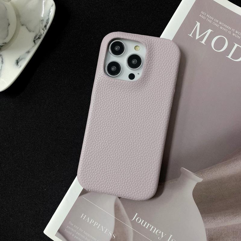 Half-wrapped Lychee Pattern, Suitable for Apple 15promax Phone Case, IPhone14 Anti-drop 13 Creative Women's Leather Case