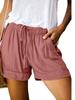 Women Solid Color Casual Shorts Adjustable Drawstring Waist Breathable Loose Fit Summer Beach Vacation Shorts