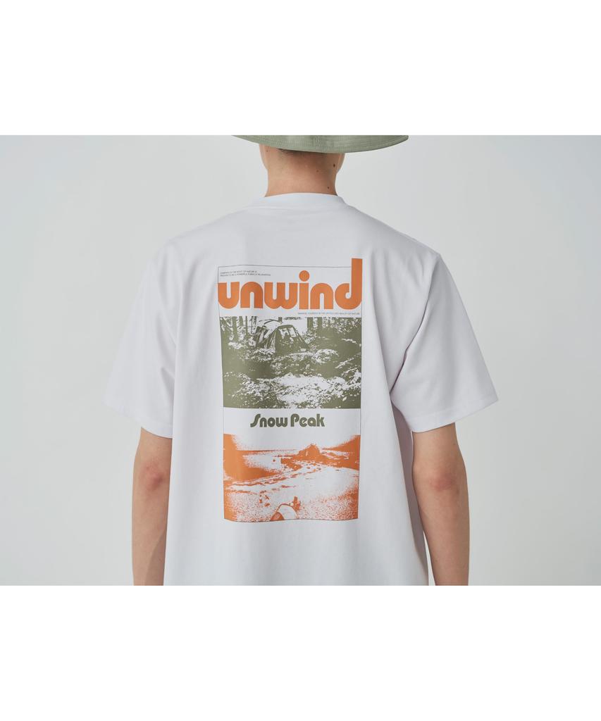 Snow Peak Unwind T-Shirt, Size L, White, TS-25SU105, Perfect for Festivals, Camping, and Outdoor Activities