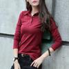 Taste T Shirt Frauen Herbst Tops Drehen Kragen Schlank Baumwolle T-Shirt Weibliche Lange Hülse Frau Kleidung T Shirt Femme