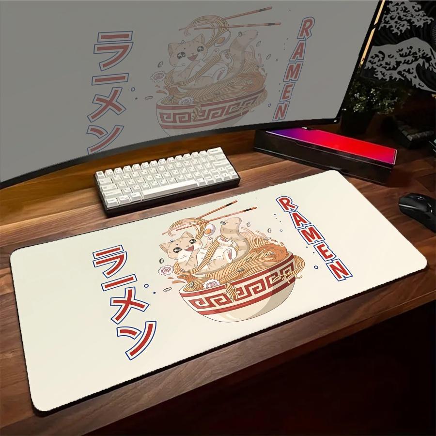 Mousepad Large Kawaii Cats Mouse Pad White XXL PC Gamer Gaming Desk Mat Setup Office Computer Big Accessories Desk Mousepads