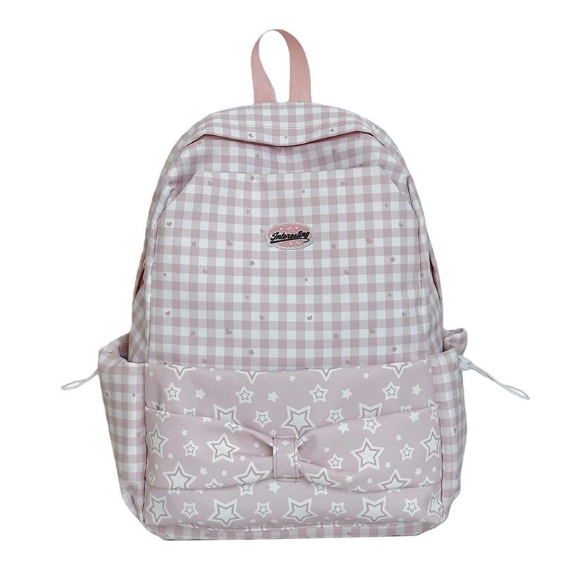 Schoolbag Bag Backpack Schoolbag Student High Value Plaid Backpack Large Capacity New Bag Korean Niche Lightweight