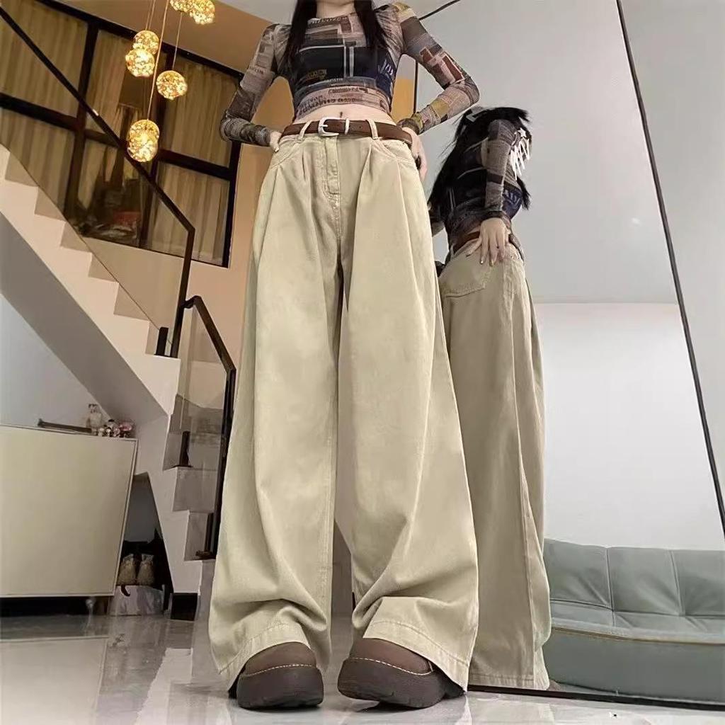 2023 Spring/Autumn Women's High Street Solid Color Loose Wide Leg Jeans