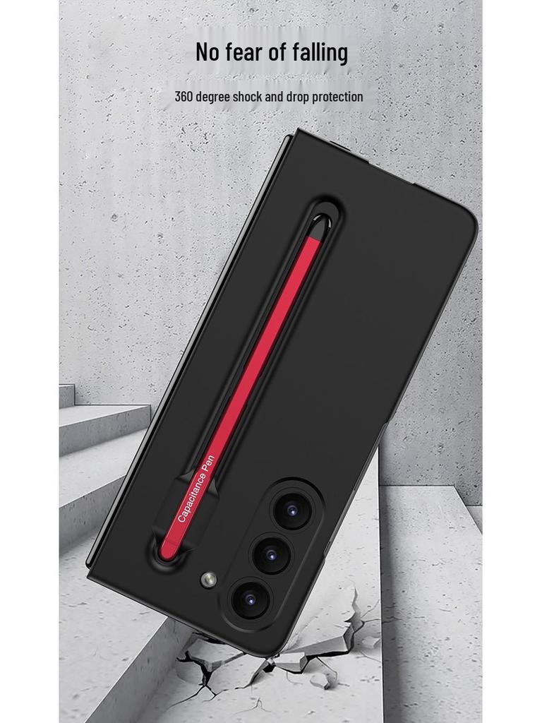 Samsung Z Fold6 Ultra-Thin Frosted Phone Case with Pen Slot - Solid Color Protective Cover
