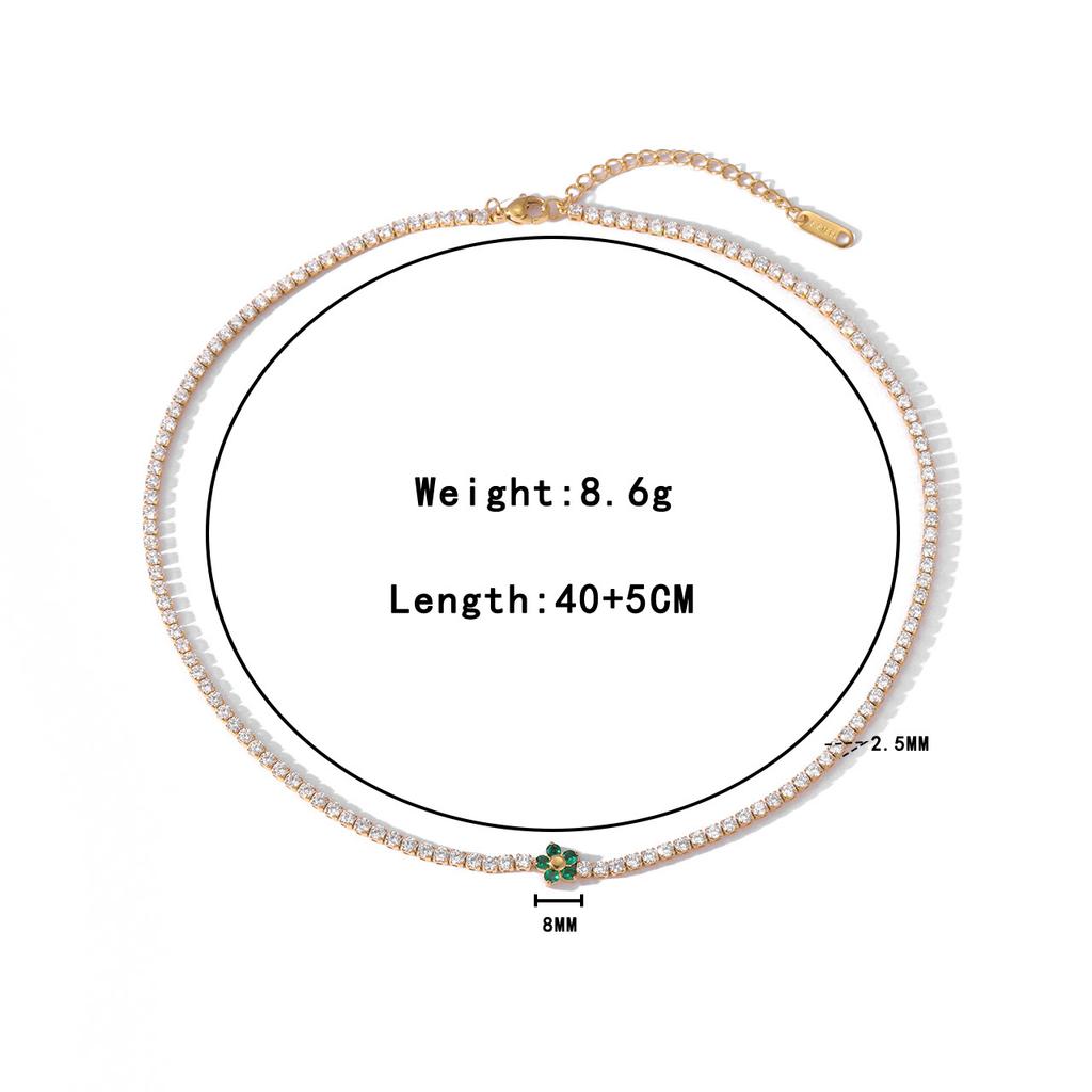 Fashionable Women Colorful Necklace Gold Plated Tennis Necklace Flower Necklace Stainless Steel
