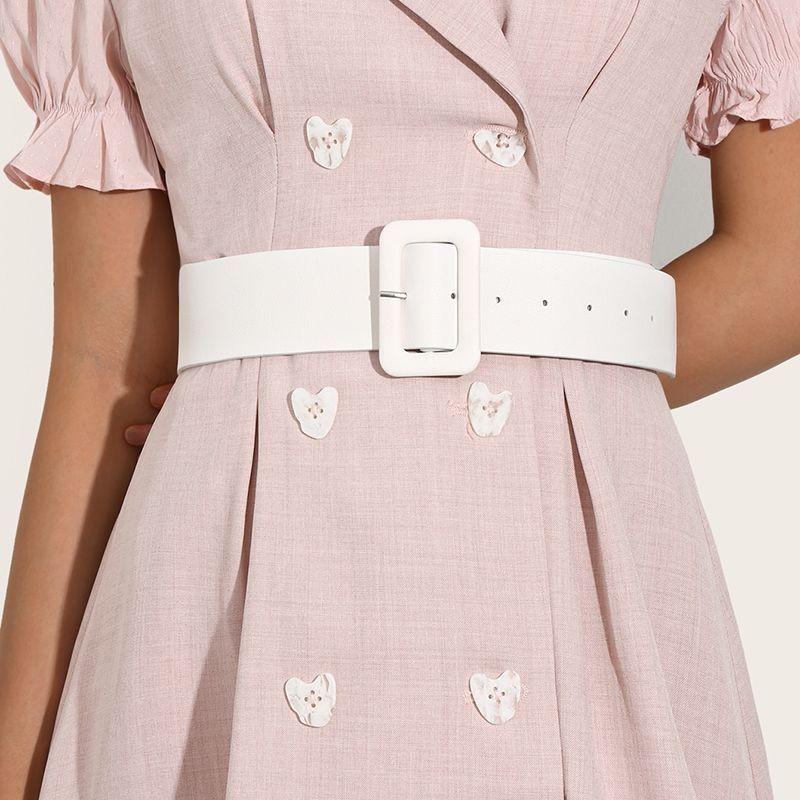 Wide Pu Chic Waist Belt For Women With Buckle Ideal For Flattering Dress Styles