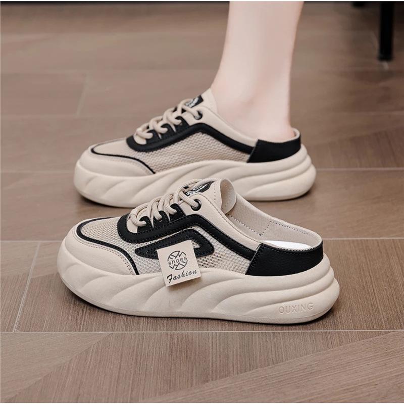 2025 spring and summer new one-pedal slippers women's outer wear ins trendy thick-soled sandals retro casual half-drag women's shoes