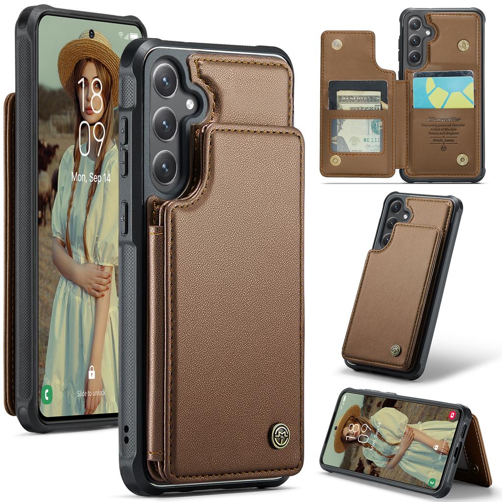 For Samsung Galaxy S25 Phone Case CASEME C22 Leather Back Cover with RFID Blocking Card Slots