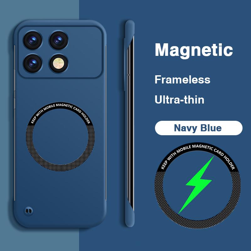 

Hard PC Frameless Magnetic Case for Redmi K70 Pro Ultra K70E 5G Original Luxury High Quality K70Pro K70Ultra Shell Cover Fundas Redmi K70E темно-синього кольору