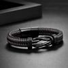 Bracelet New Men's Handwoven Engraved Twist Bracelet Black Leather Bracelet