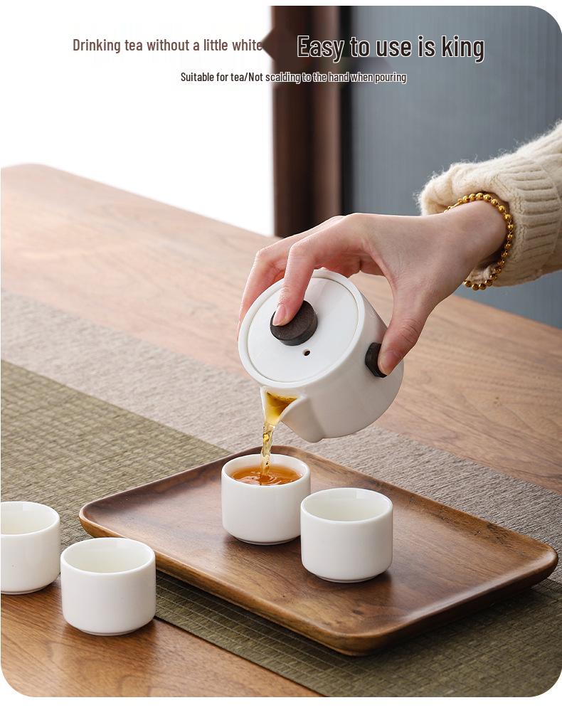 Ceramic Travel Kung Fu Tea Set with Portable Storage - Perfect for Business Event Gifts and Logo Customization