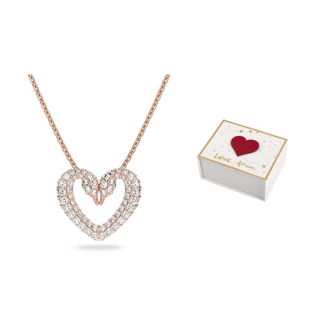 Swarovski Swan Heart Necklace Women Necklace Rose-Gold 5628657