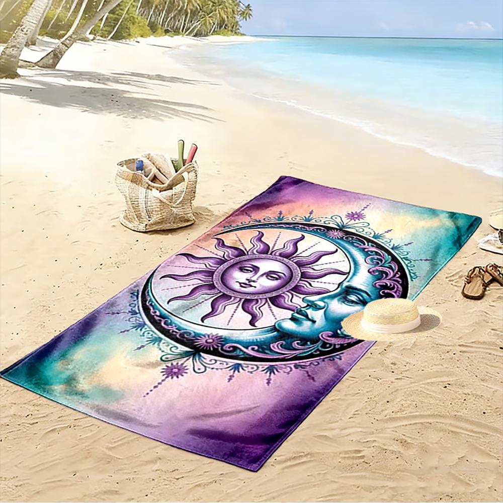 Sun and Moon Mandala Design Beach Towel Quick-drying for Travel Outdoor Sports Jogging Beach and Swimming