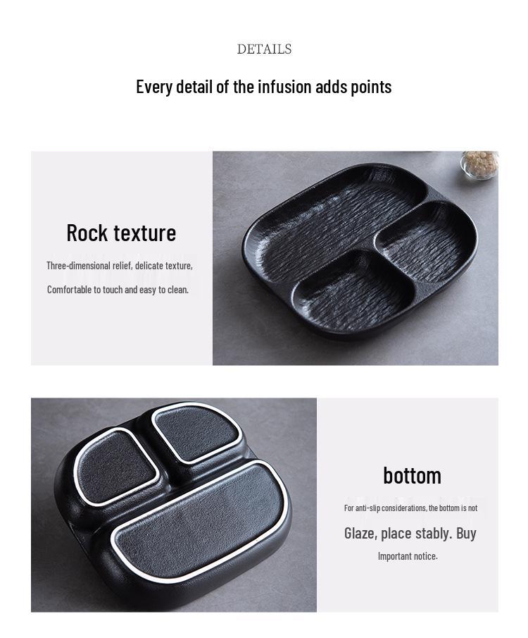 Piatto in Ceramica a Tre Scomparti per Controllo delle Porzioni, Perdita di Peso, Ideale per Colazione o Cena Monoporzione
