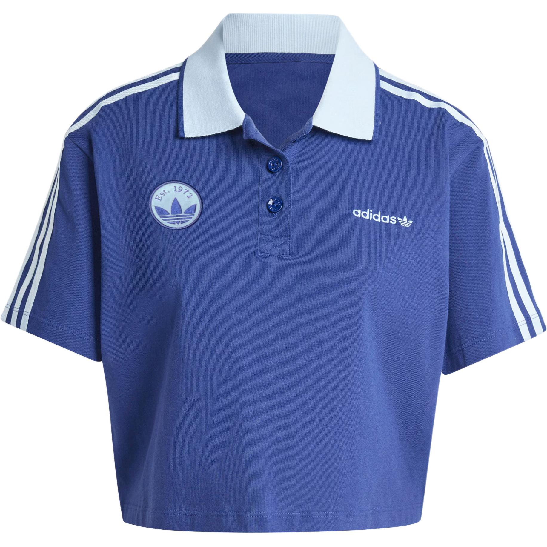 

adidas Originals Women s Loose Crop Polo Shirt Blue IX3543 L