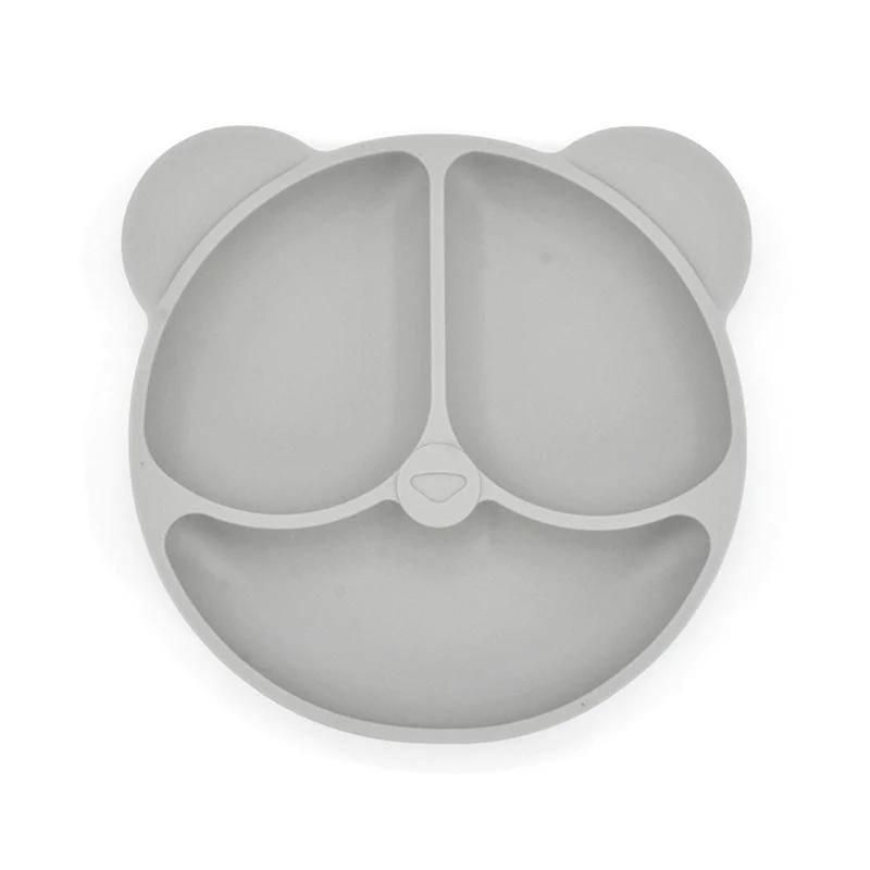 Baby Safe Silicone Dining Plate Solid Cute Cartoon Children Dishes Smile Face Baby Tableware Set Retro Kids Plate